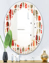 Retro Abstract Drops IV - Modern Round or Oval Wall Mirror - Leaves