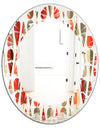 Retro Abstract Drops IV - Modern Round or Oval Wall Mirror - Leaves