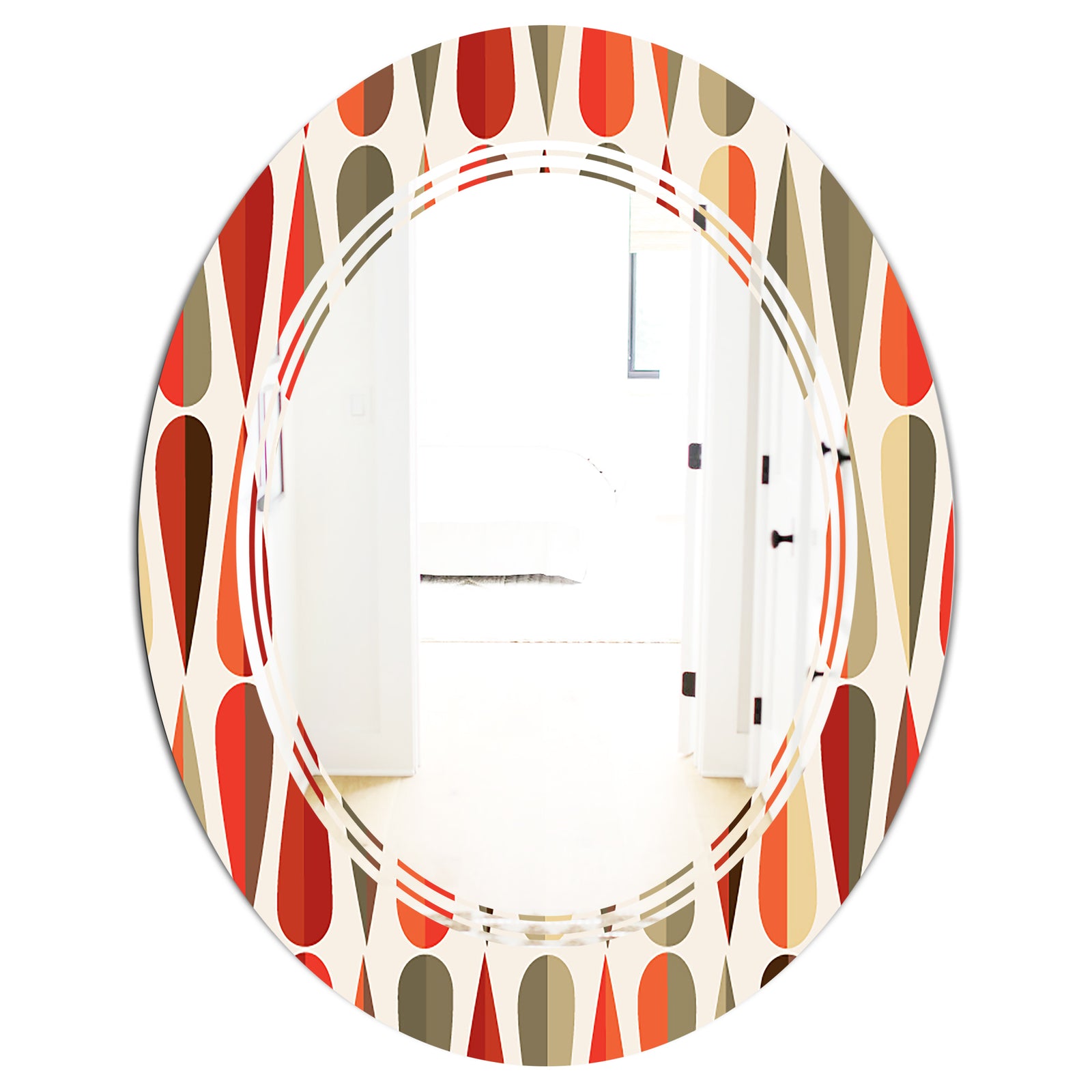 Retro Abstract Drops IV - Modern Round or Oval Wall Mirror - Triple C