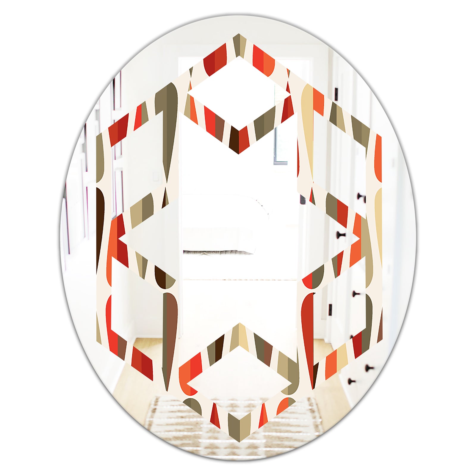 Retro Abstract Drops IV - Modern Round or Oval Wall Mirror - Hexagon Star