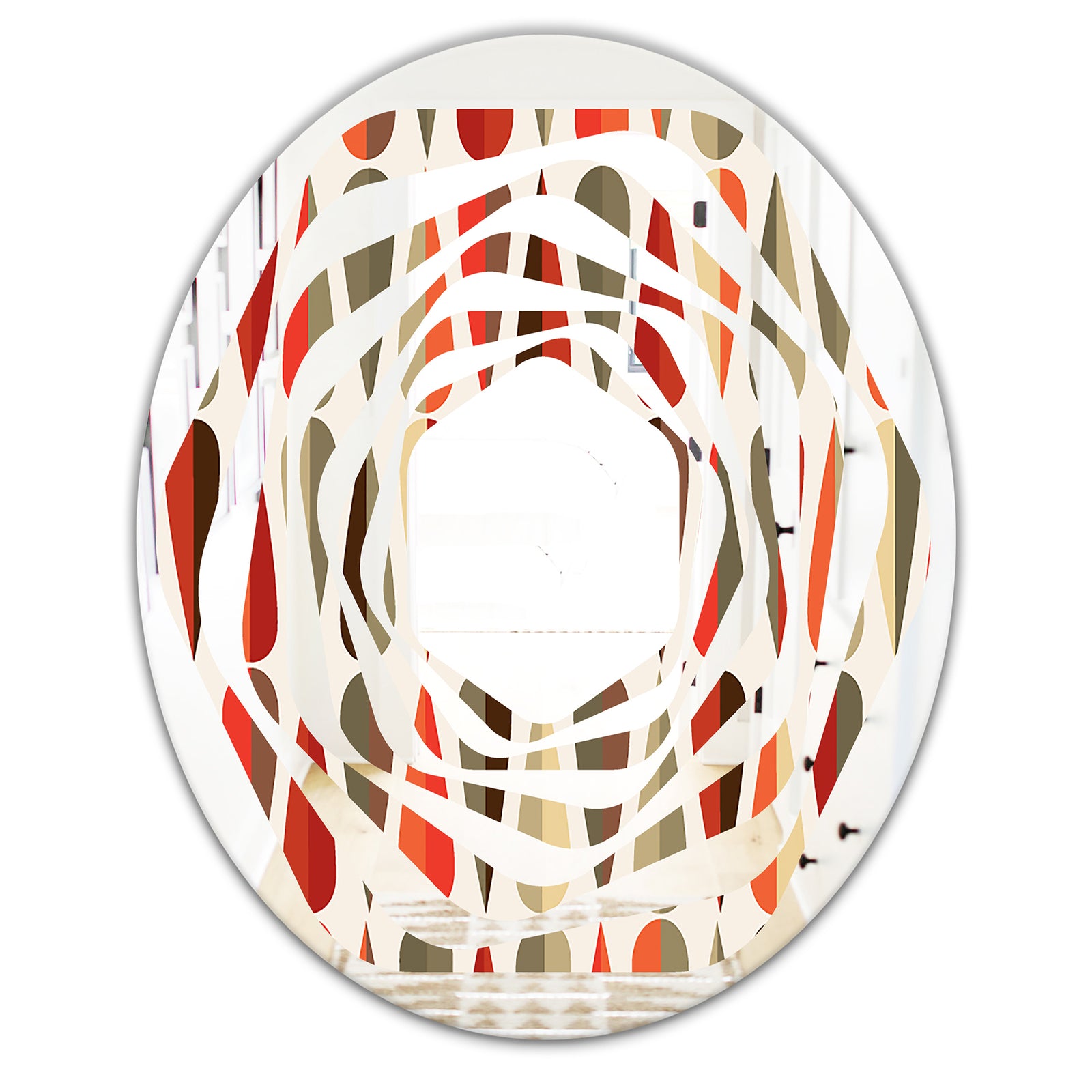 Retro Abstract Drops IV - Modern Round or Oval Wall Mirror - Whirl