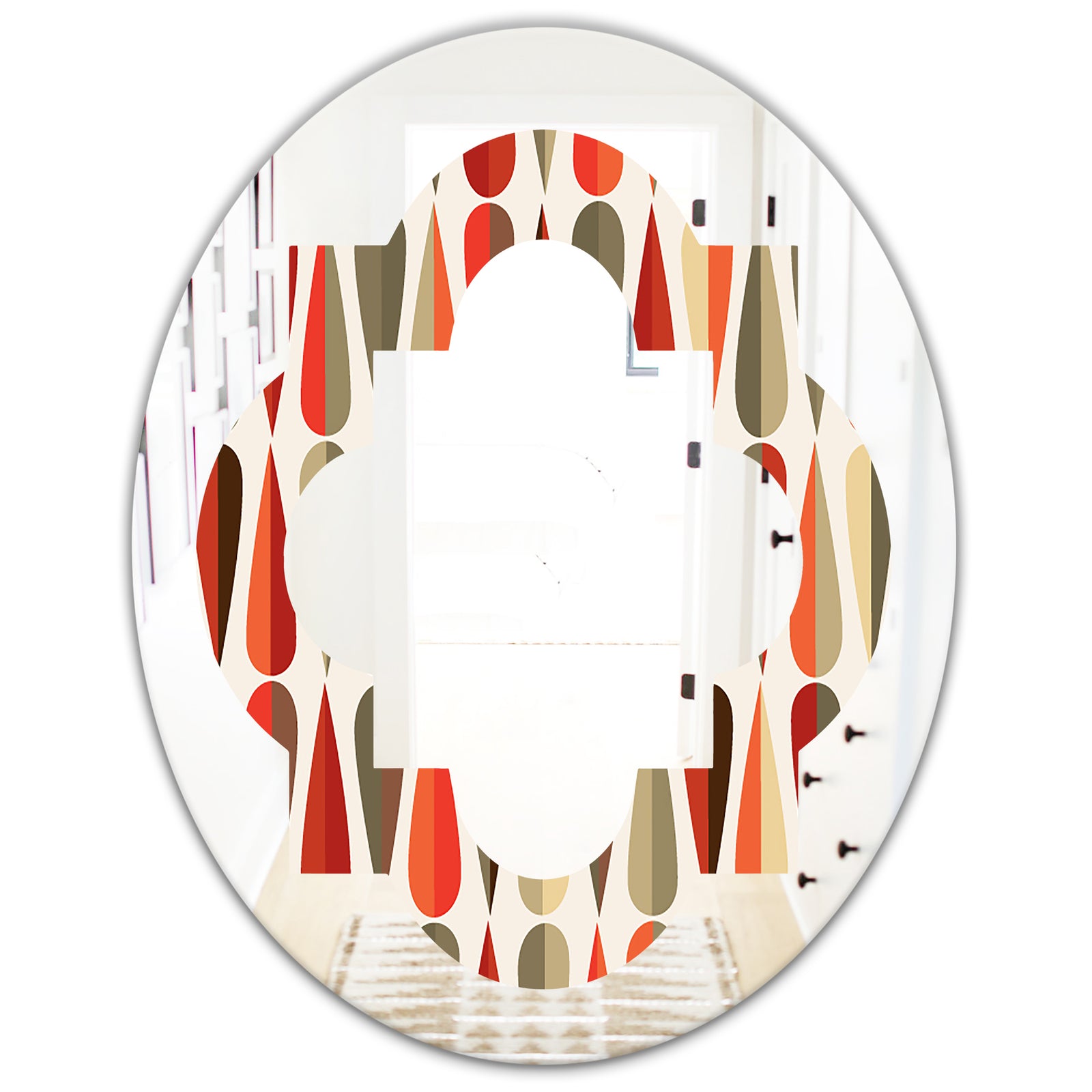 Retro Abstract Drops IV - Modern Round or Oval Wall Mirror - Quatrefoil
