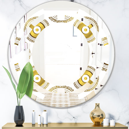 Circular Golden Pattern I - Modern Round or Oval Wall Mirror - Space