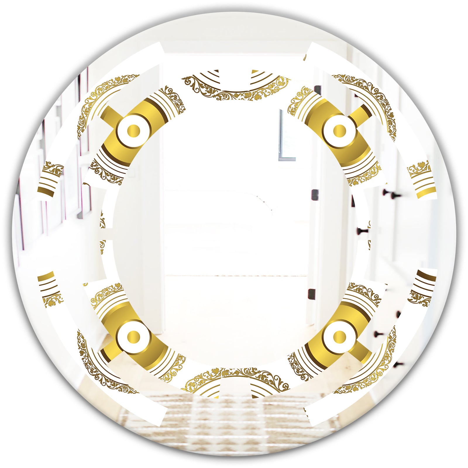Circular Golden Pattern I - Modern Round or Oval Wall Mirror - Space