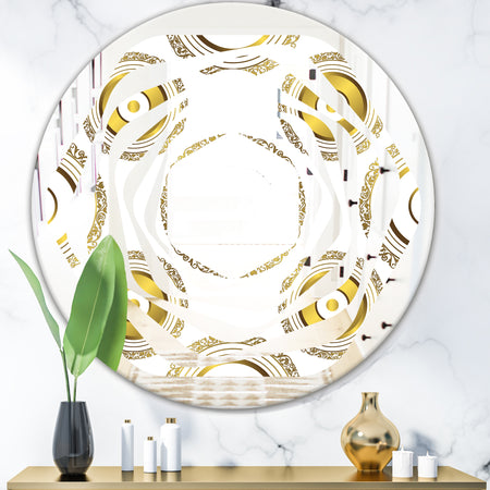 Circular Golden Pattern I - Modern Round or Oval Wall Mirror - Whirl