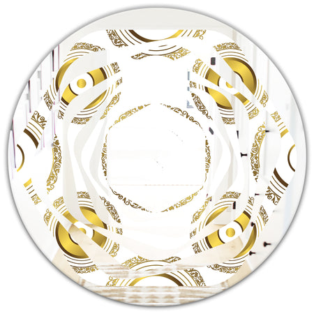 Circular Golden Pattern I - Modern Round or Oval Wall Mirror - Whirl