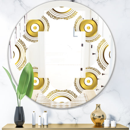 Circular Golden Pattern I - Modern Round or Oval Wall Mirror - Quatrefoil