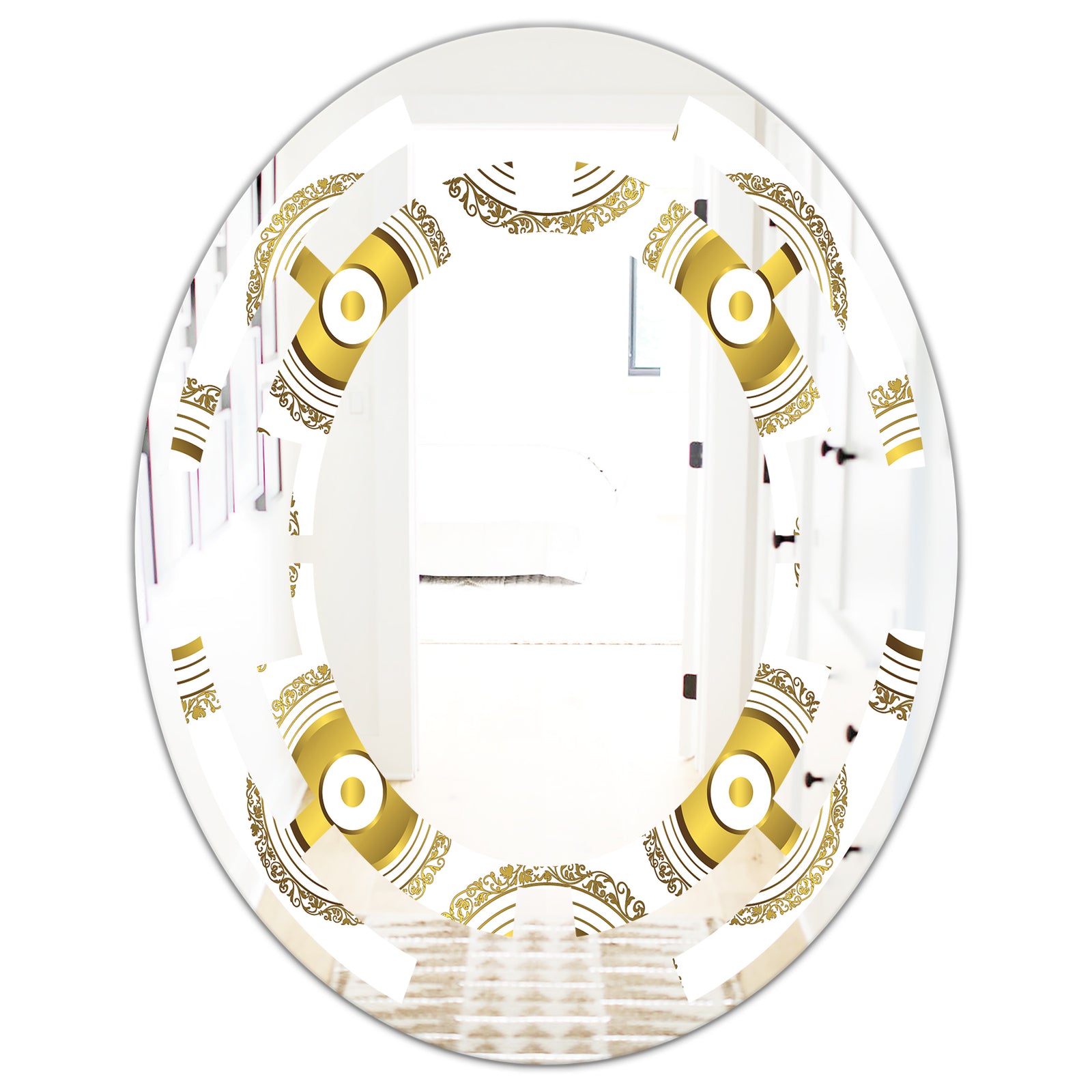 Circular Golden Pattern I - Modern Round or Oval Wall Mirror - Space