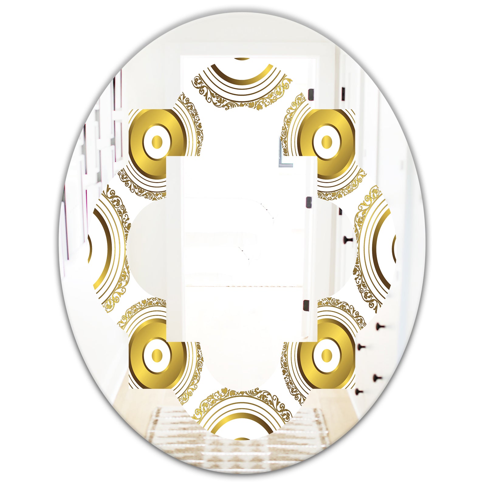 Circular Golden Pattern I - Modern Round or Oval Wall Mirror - Quatrefoil