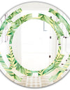 Tropical Retro Foliage - Modern Round or Oval Wall Mirror - Space