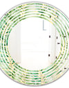 Tropical Retro Foliage - Modern Round or Oval Wall Mirror - Wave