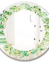 Tropical Retro Foliage - Modern Round or Oval Wall Mirror - Leaves