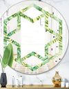 Tropical Retro Foliage - Modern Round or Oval Wall Mirror - Hexagon Star
