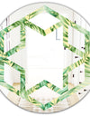 Tropical Retro Foliage - Modern Round or Oval Wall Mirror - Hexagon Star