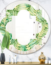 Tropical Retro Foliage - Modern Round or Oval Wall Mirror - Quatrefoil
