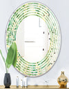 Tropical Retro Foliage - Modern Round or Oval Wall Mirror - Wave