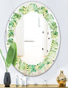 Tropical Retro Foliage - Modern Round or Oval Wall Mirror - Leaves