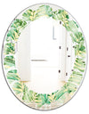 Tropical Retro Foliage - Modern Round or Oval Wall Mirror - Leaves