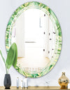 Tropical Retro Foliage - Modern Round or Oval Wall Mirror - Triple C