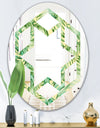 Tropical Retro Foliage - Modern Round or Oval Wall Mirror - Hexagon Star