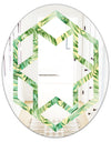 Tropical Retro Foliage - Modern Round or Oval Wall Mirror - Hexagon Star