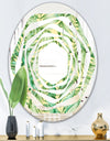 Tropical Retro Foliage - Modern Round or Oval Wall Mirror - Whirl