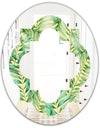 Tropical Retro Foliage - Modern Round or Oval Wall Mirror - Quatrefoil