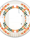 Retro Floral Pattern IV - Modern Round or Oval Wall Mirror - Space