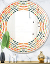 Retro Floral Pattern IV - Modern Round or Oval Wall Mirror - Wave
