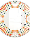 Retro Floral Pattern IV - Modern Round or Oval Wall Mirror - Wave