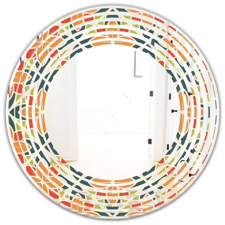 Retro Floral Pattern IV - Modern Round or Oval Wall Mirror - Wave