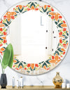 Retro Floral Pattern IV - Modern Round or Oval Wall Mirror - Leaves