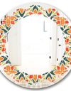 Retro Floral Pattern IV - Modern Round or Oval Wall Mirror - Leaves