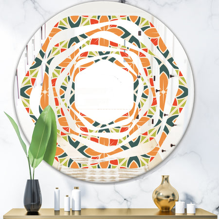 Retro Floral Pattern IV - Modern Round or Oval Wall Mirror - Whirl