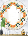 Retro Floral Pattern IV - Modern Round or Oval Wall Mirror - Quatrefoil