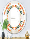 Retro Floral Pattern IV - Modern Round or Oval Wall Mirror - Space