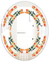 Retro Floral Pattern IV - Modern Round or Oval Wall Mirror - Space