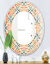 Retro Floral Pattern IV - Modern Round or Oval Wall Mirror - Wave