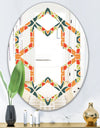 Retro Floral Pattern IV - Modern Round or Oval Wall Mirror - Hexagon Star