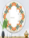 Retro Floral Pattern IV - Modern Round or Oval Wall Mirror - Quatrefoil