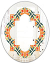 Retro Floral Pattern IV - Modern Round or Oval Wall Mirror - Quatrefoil
