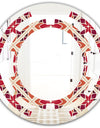 Retro Floral Pattern VI - Modern Round or Oval Wall Mirror - Space