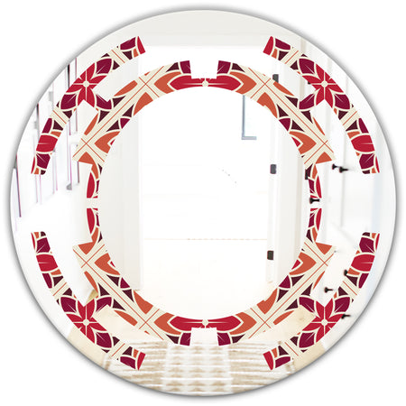 Retro Floral Pattern VI - Modern Round or Oval Wall Mirror - Space