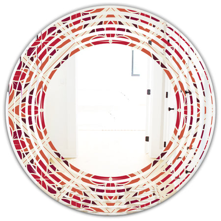 Retro Floral Pattern VI - Modern Round or Oval Wall Mirror - Wave