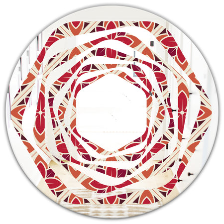 Retro Floral Pattern VI - Modern Round or Oval Wall Mirror - Whirl