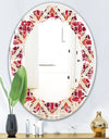 Retro Floral Pattern VI - Modern Round or Oval Wall Mirror - Leaves