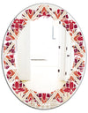 Retro Floral Pattern VI - Modern Round or Oval Wall Mirror - Leaves