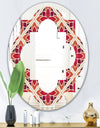 Retro Floral Pattern VI - Modern Round or Oval Wall Mirror - Quatrefoil