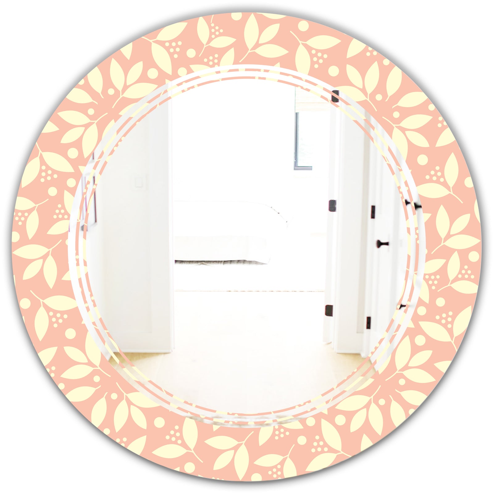 Retro Floral Pattern V - Modern Round or Oval Wall Mirror - Triple C