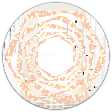 Retro Floral Pattern V - Modern Round or Oval Wall Mirror - Whirl